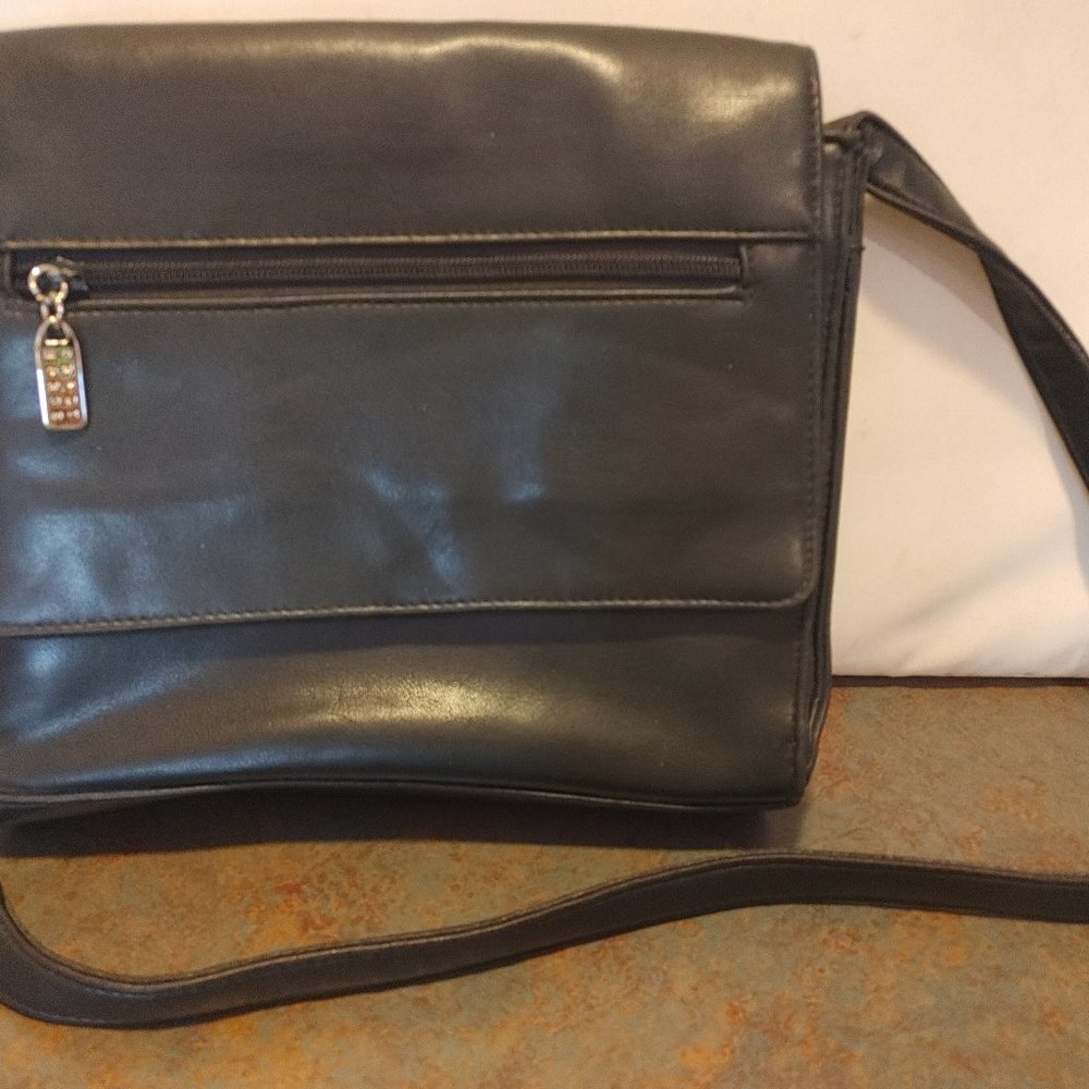 Crazy Horse Black Smooth Faux Leather BOHO Bag